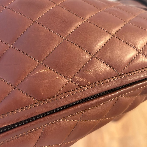 CHANEL LEATHER WINTER BOOTS , camel color with CC logo and Shearling Fur - Picture 6 of 17